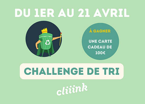 Affiche challenge de tri avec Cliiink - une carte cadeau de 100 € à gagner