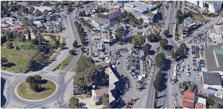 Vue du ciel des travaux route de Grasse avant les travaux - Agrandir l'image (fenêtre modale)