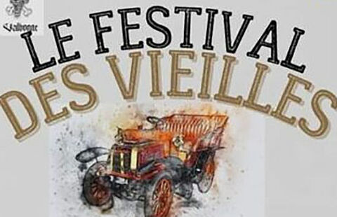 Affiche du festival des vieilles roues - Exposition de voitures anciennes, 2CV, coccinelle, combi, motos vintage, concert live...