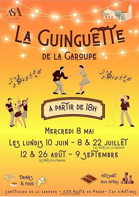 Affiche de la guiguette de la Garoupe - lundi 10 juin à partir de 18h