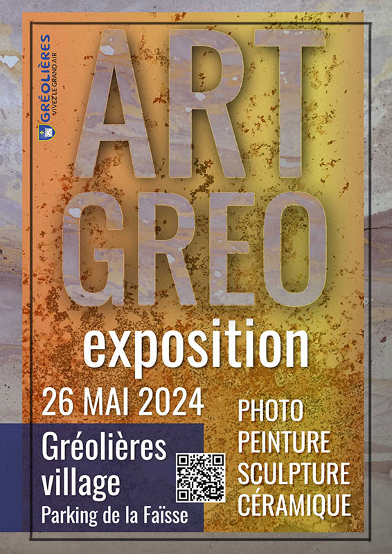 Affiche de l'exposition ART GREO du 26 mai - Photo, sculpture, peinture, céramique 